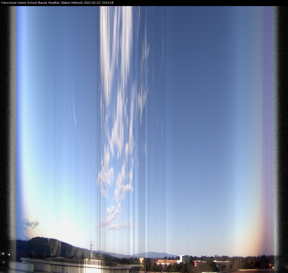 image of the sky seen from UVic, each column of pixels is a different minute, keogram