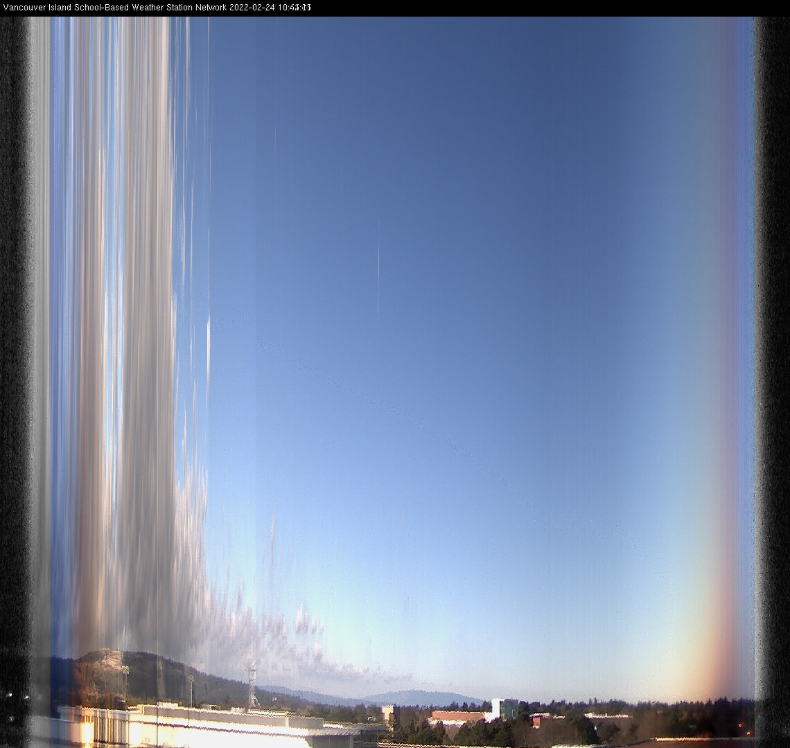 image of the sky seen from UVic, each column of pixels is a different minute, keogram