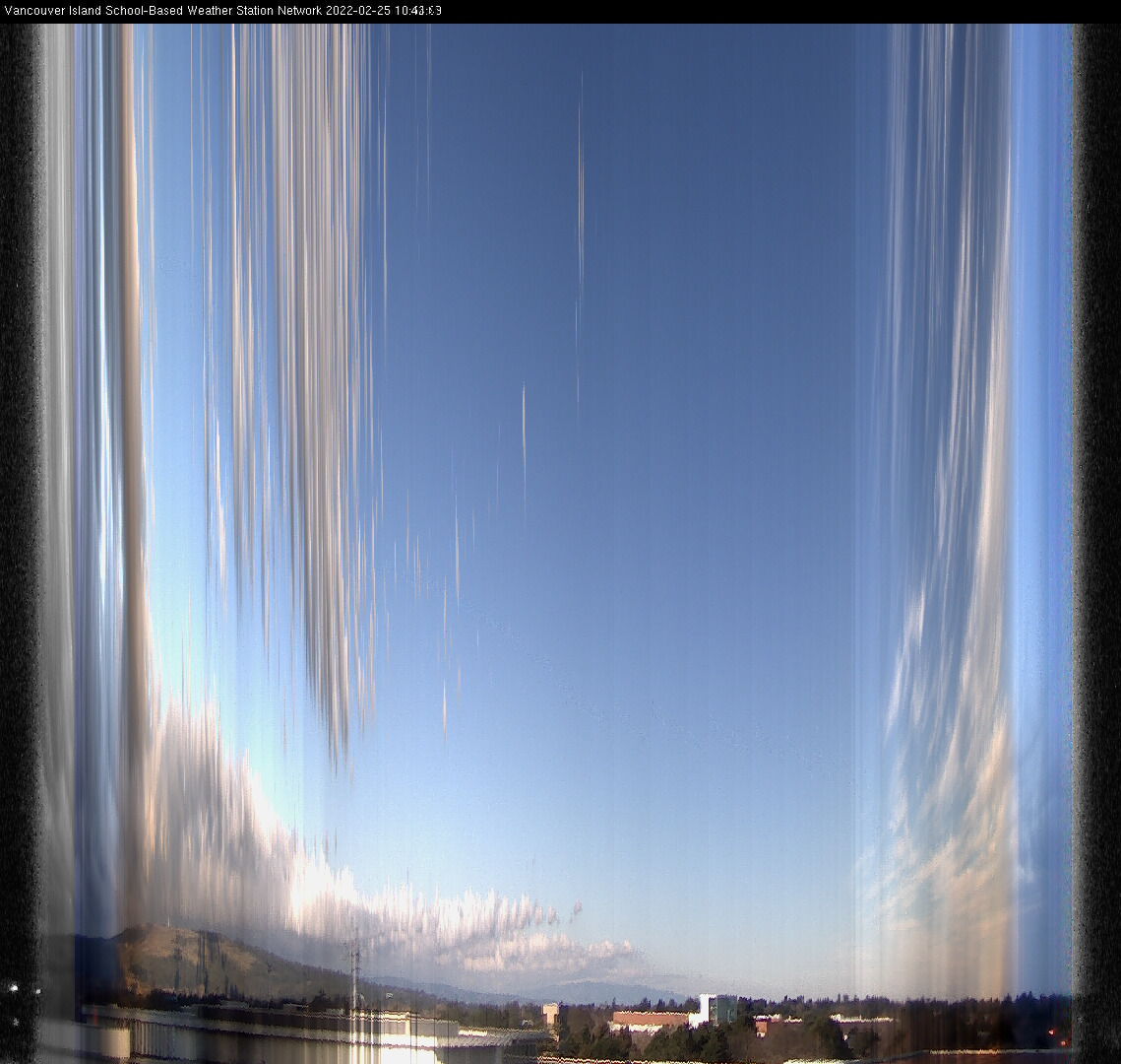image of the sky seen from UVic, each column of pixels is a different minute, keogram