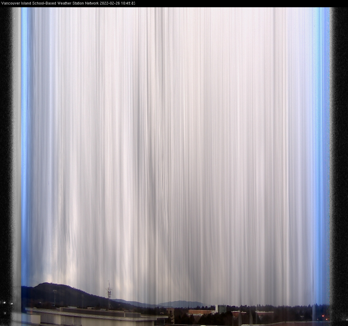 image of the sky seen from UVic, each column of pixels is a different minute, keogram