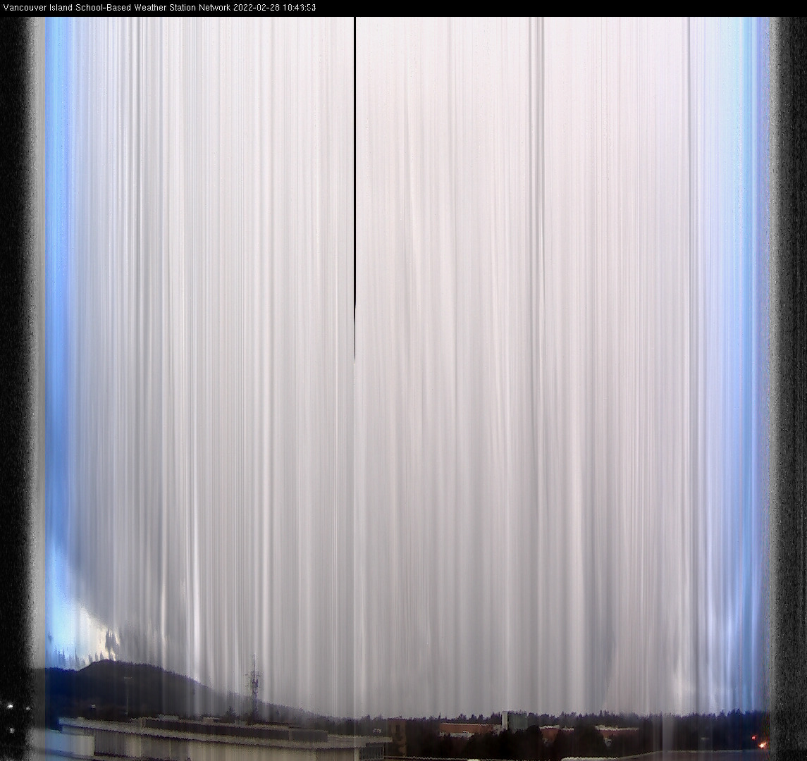 image of the sky seen from UVic, each column of pixels is a different minute, keogram