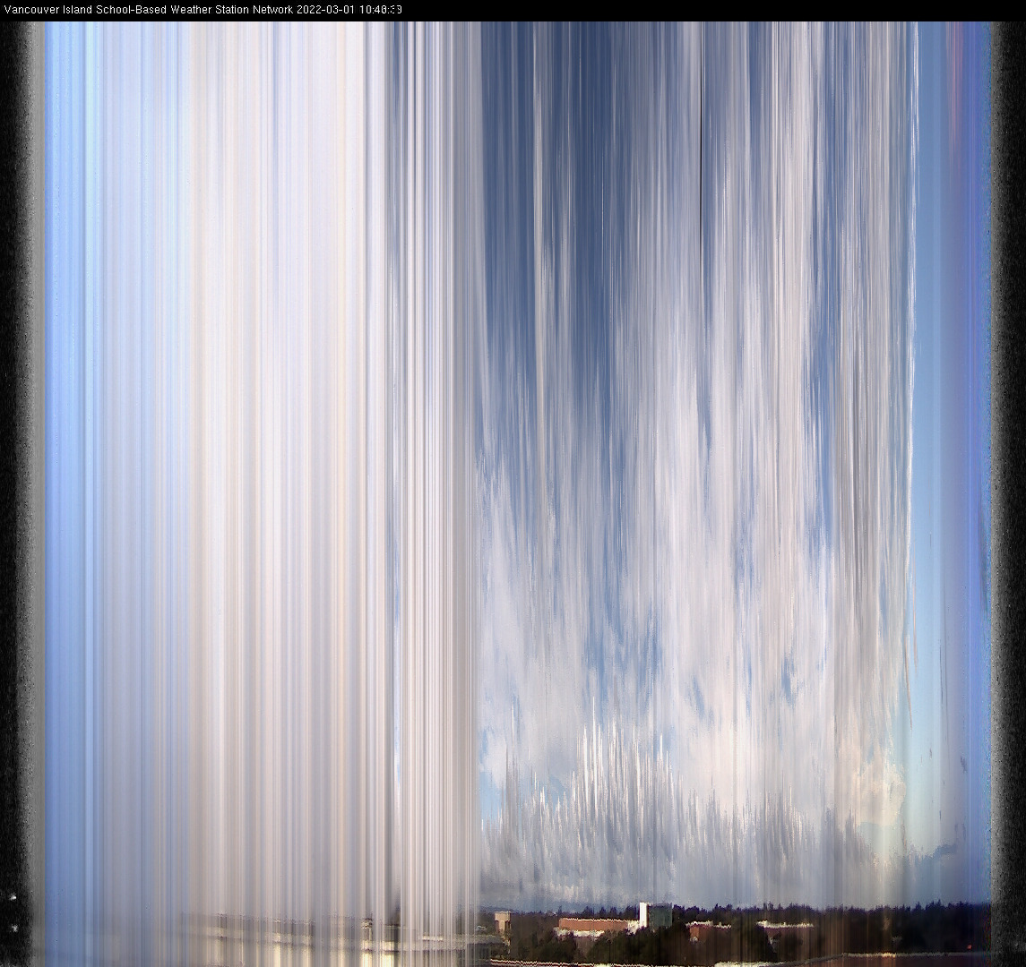 image of the sky seen from UVic, each column of pixels is a different minute, keogram