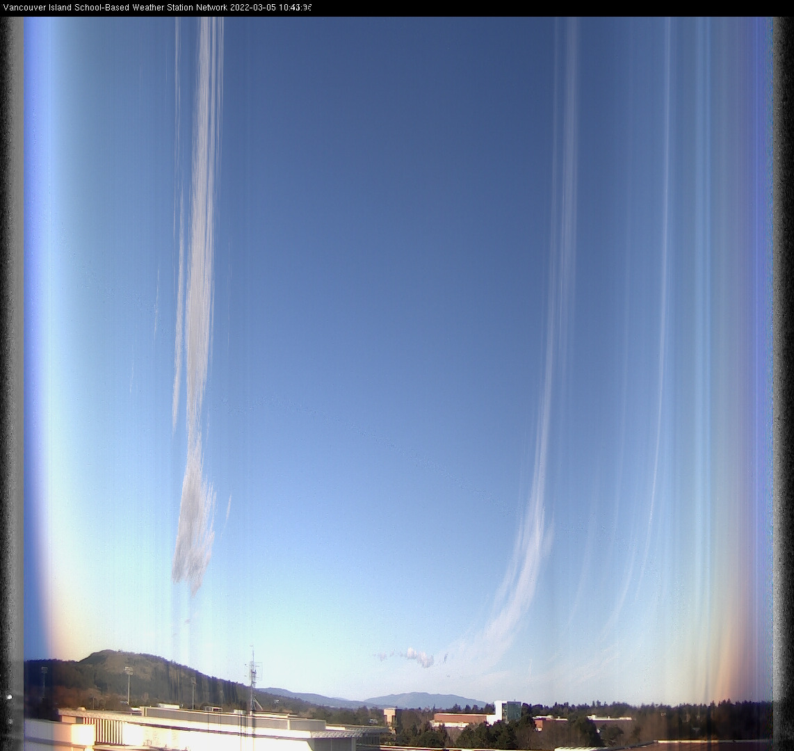 image of the sky seen from UVic, each column of pixels is a different minute, keogram