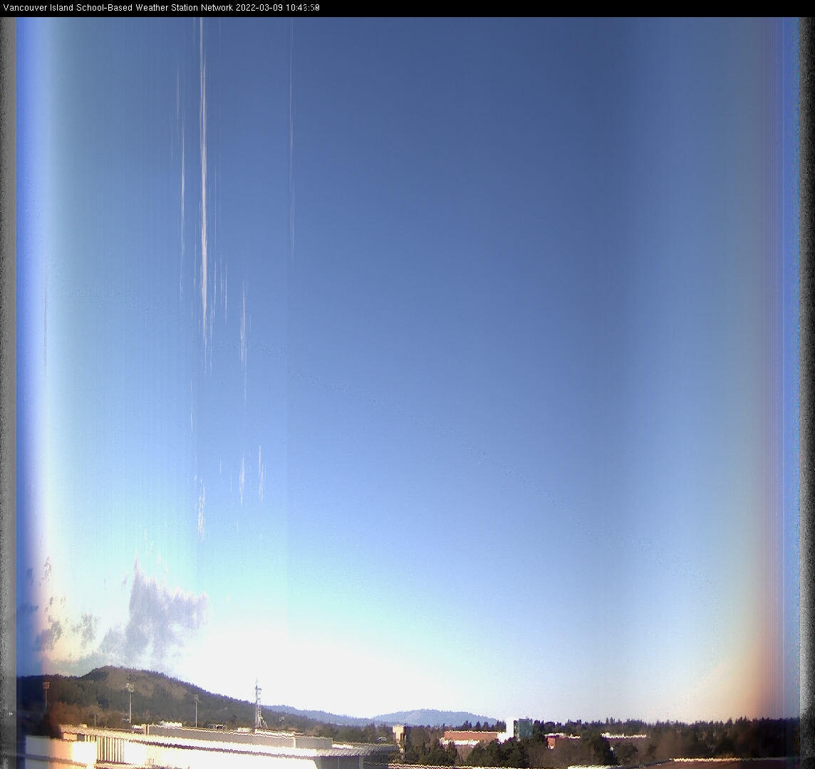 image of the sky seen from UVic, each column of pixels is a different minute, keogram