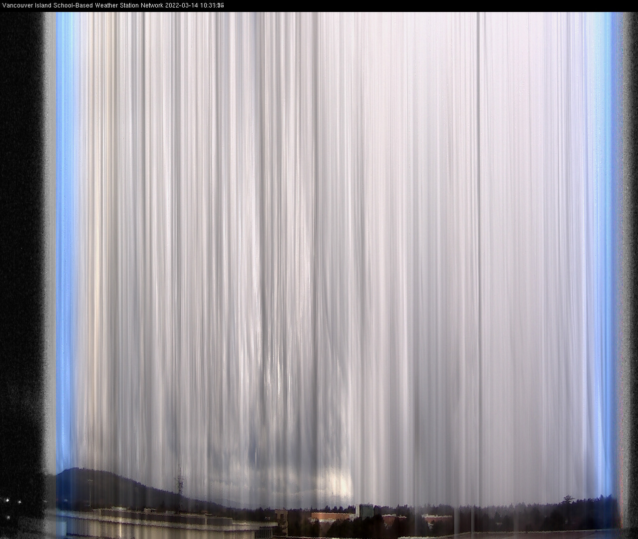 image of the sky seen from UVic, each column of pixels is a different minute, keogram