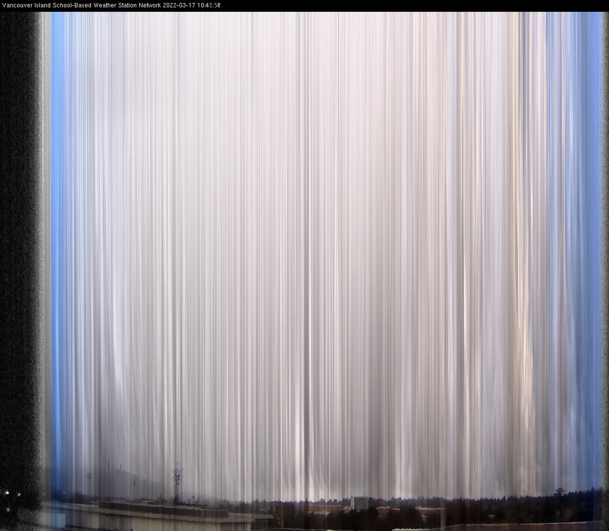image of the sky seen from UVic, each column of pixels is a different minute, keogram