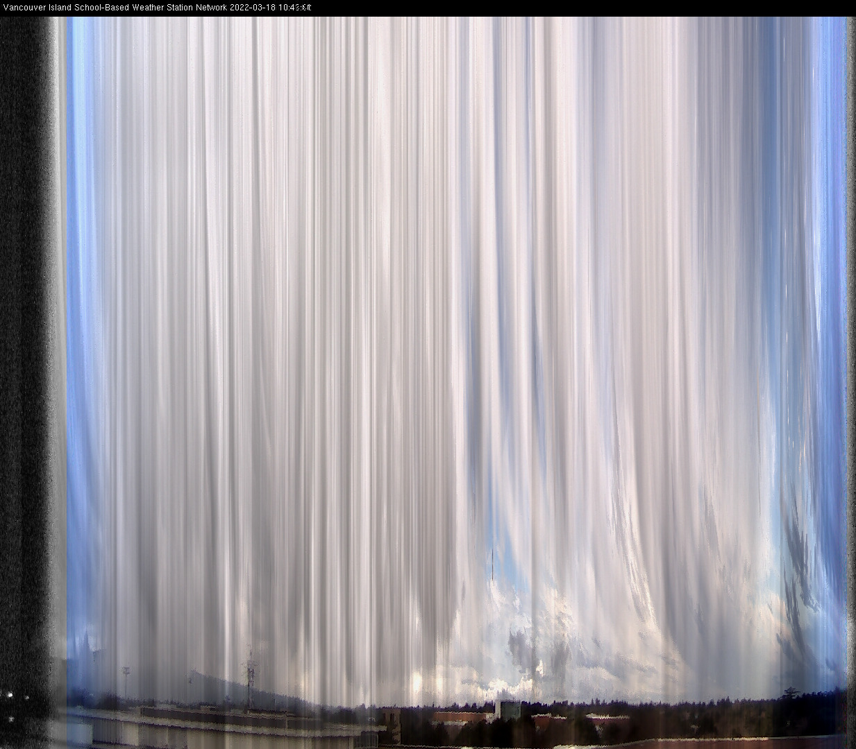 image of the sky seen from UVic, each column of pixels is a different minute, keogram