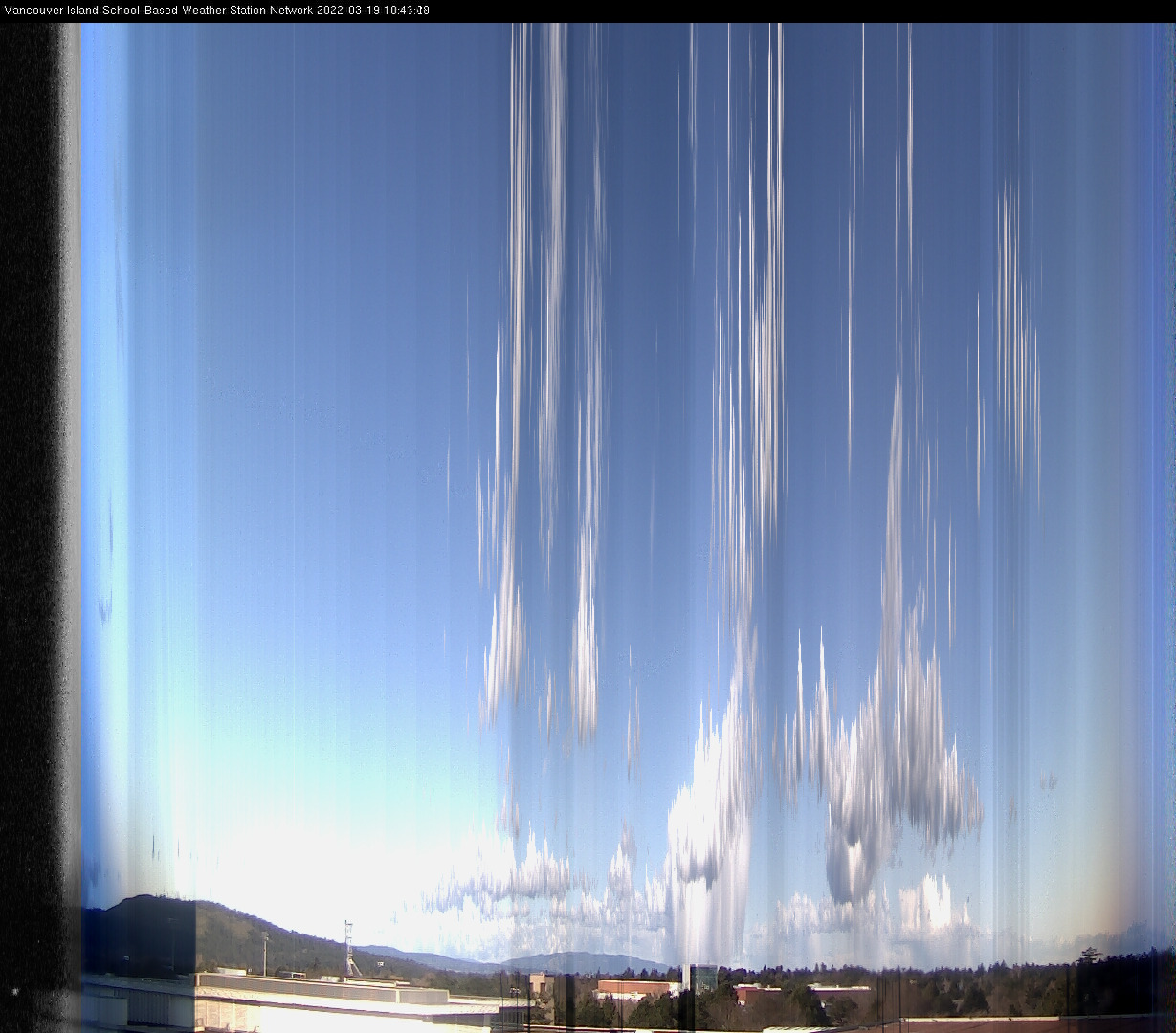 image of the sky seen from UVic, each column of pixels is a different minute, keogram