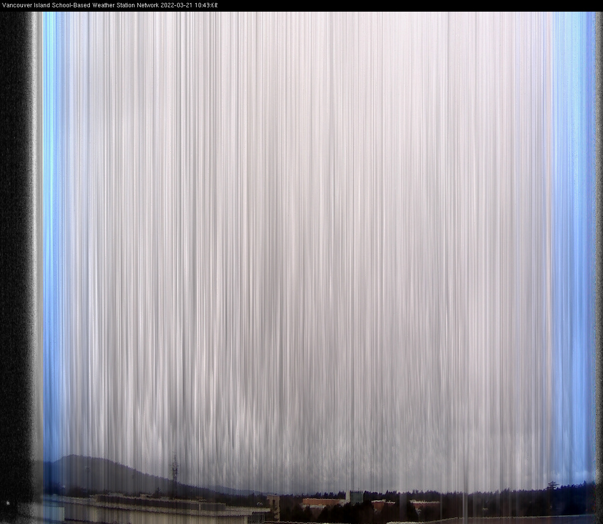 image of the sky seen from UVic, each column of pixels is a different minute, keogram