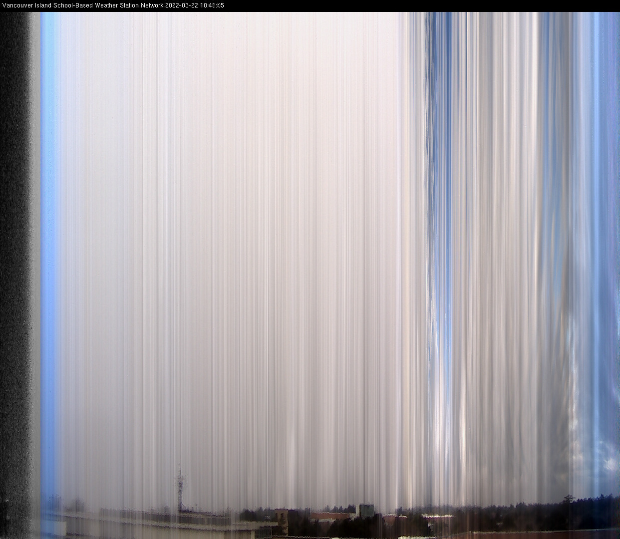 image of the sky seen from UVic, each column of pixels is a different minute, keogram