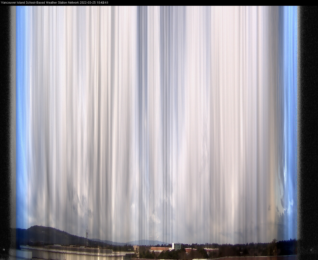 image of the sky seen from UVic, each column of pixels is a different minute, keogram