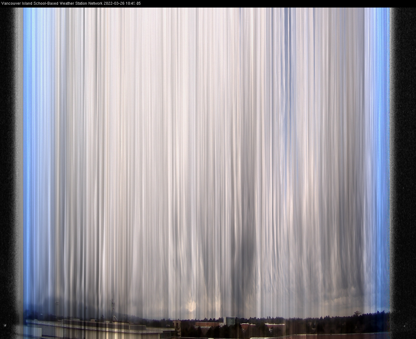 image of the sky seen from UVic, each column of pixels is a different minute, keogram