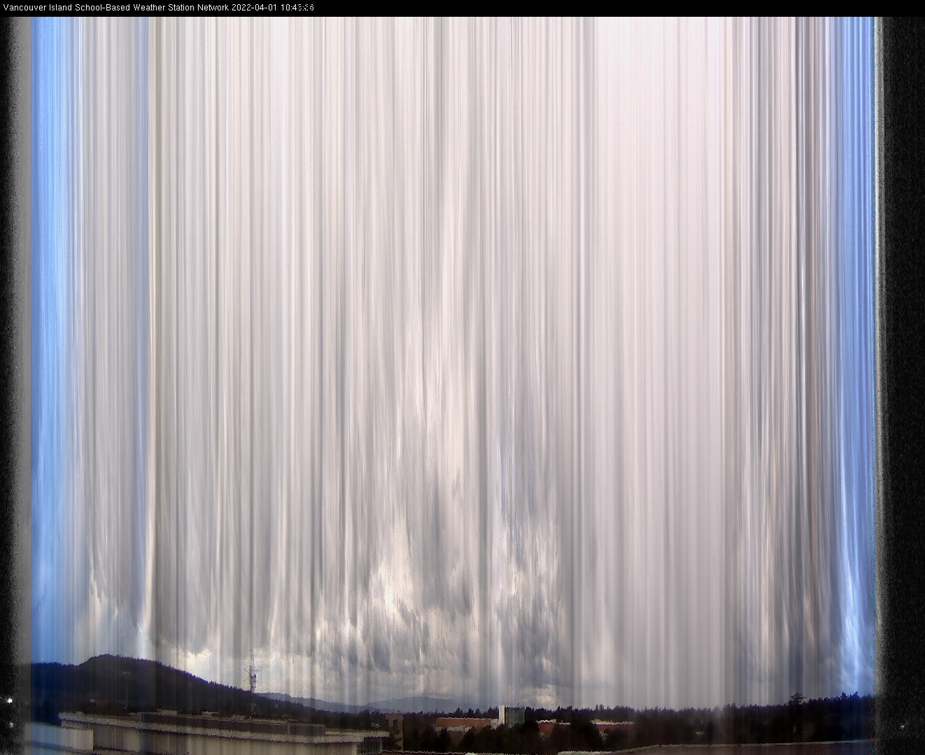 image of the sky seen from UVic, each column of pixels is a different minute, keogram