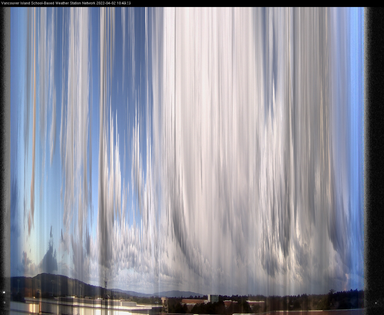 image of the sky seen from UVic, each column of pixels is a different minute, keogram