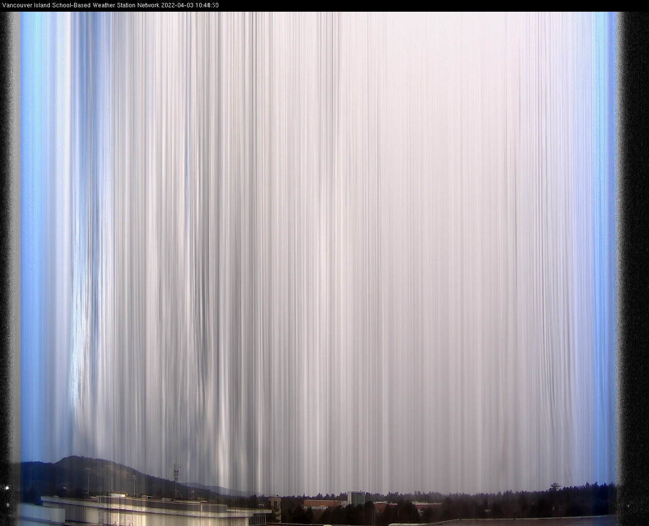 image of the sky seen from UVic, each column of pixels is a different minute, keogram