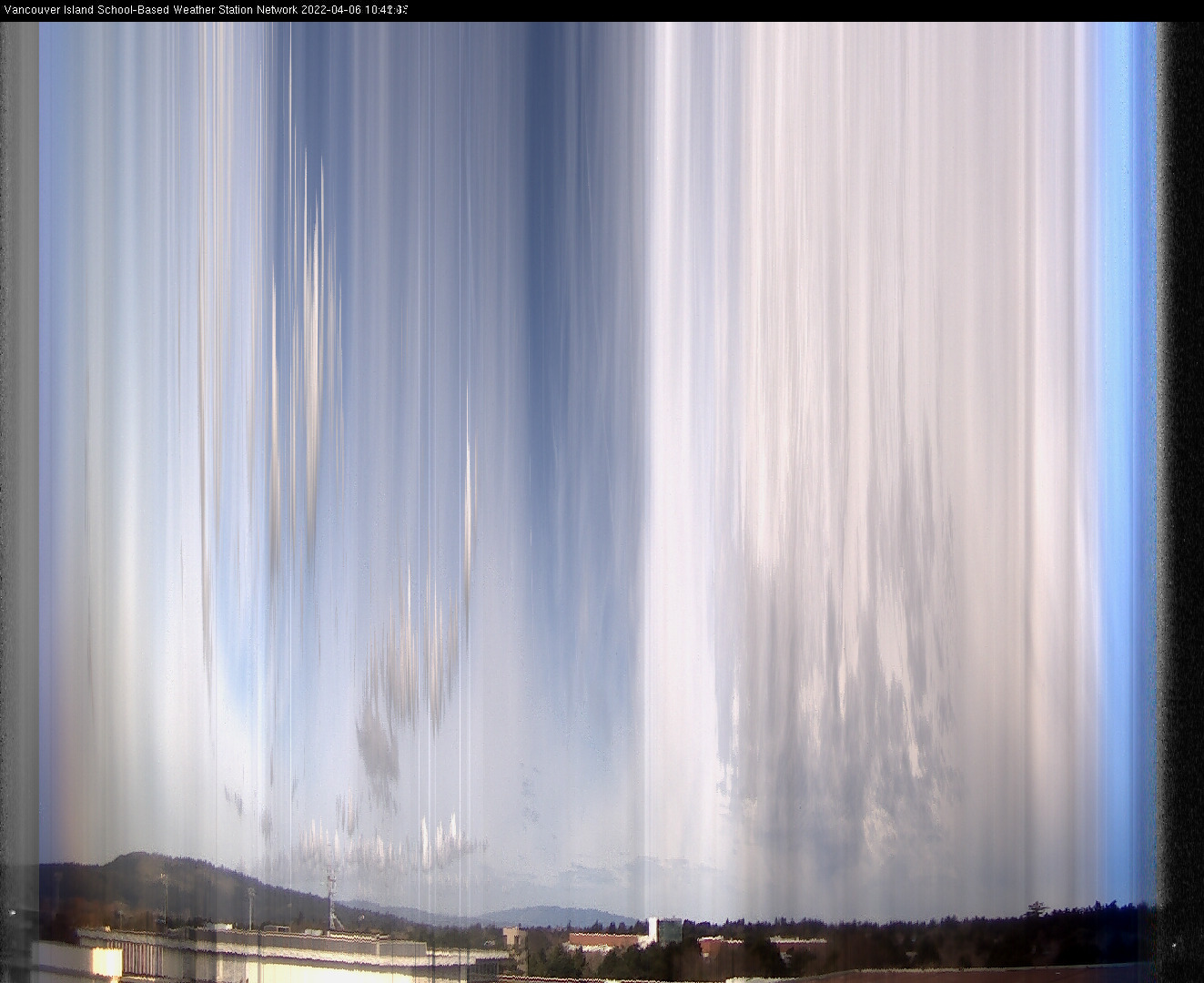 image of the sky seen from UVic, each column of pixels is a different minute, keogram