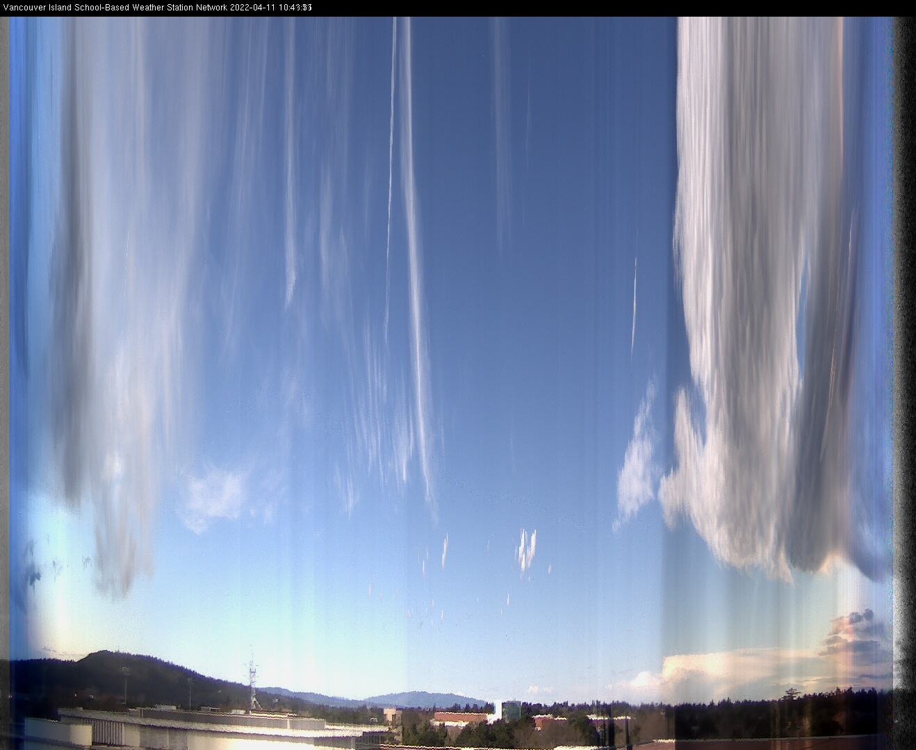 image of the sky seen from UVic, each column of pixels is a different minute, keogram