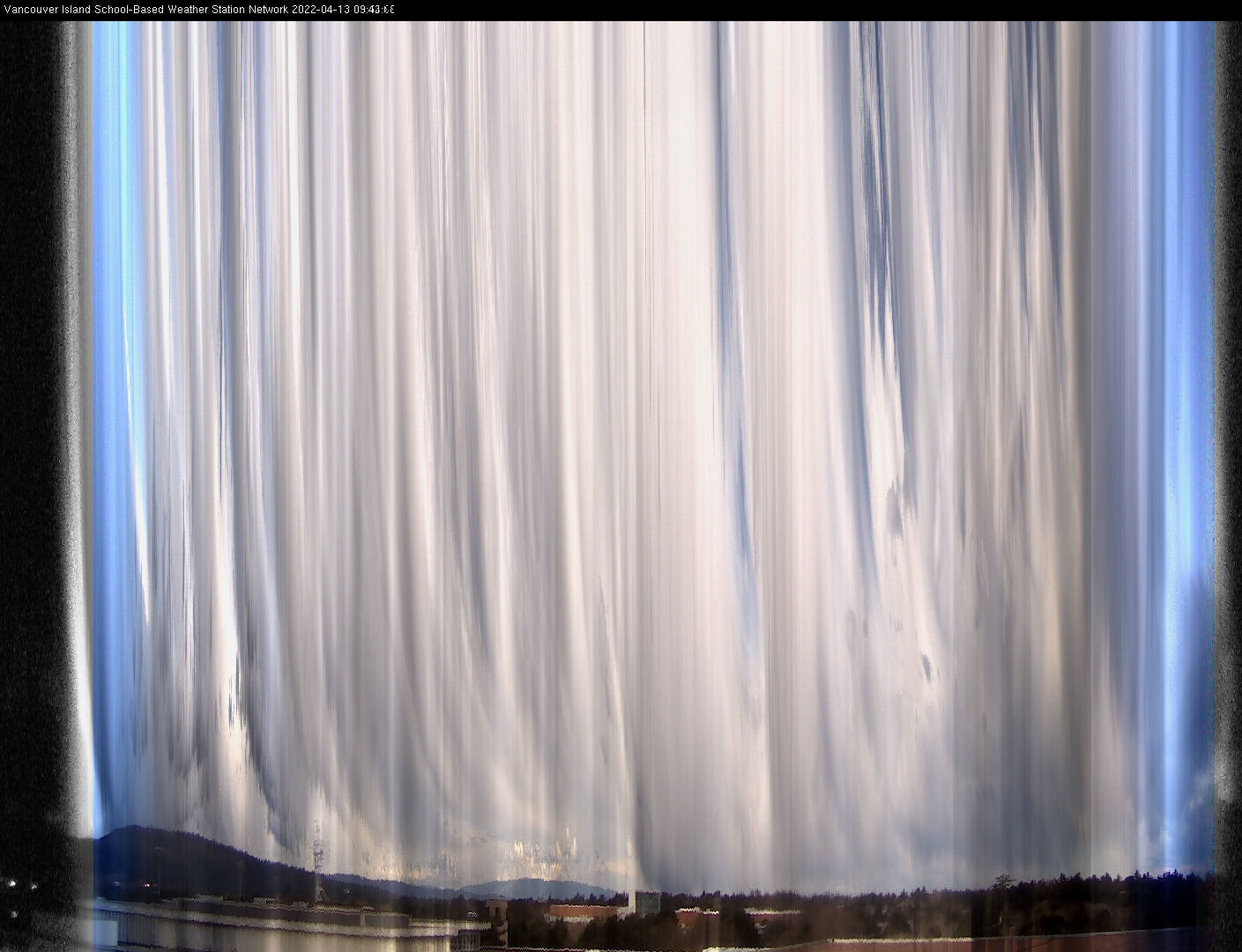 image of the sky seen from UVic, each column of pixels is a different minute, keogram