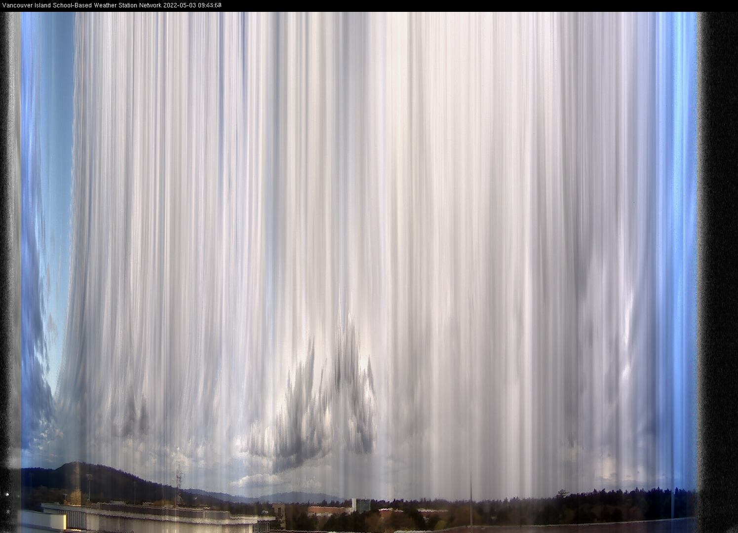 image of the sky seen from UVic, each column of pixels is a different minute, keogram