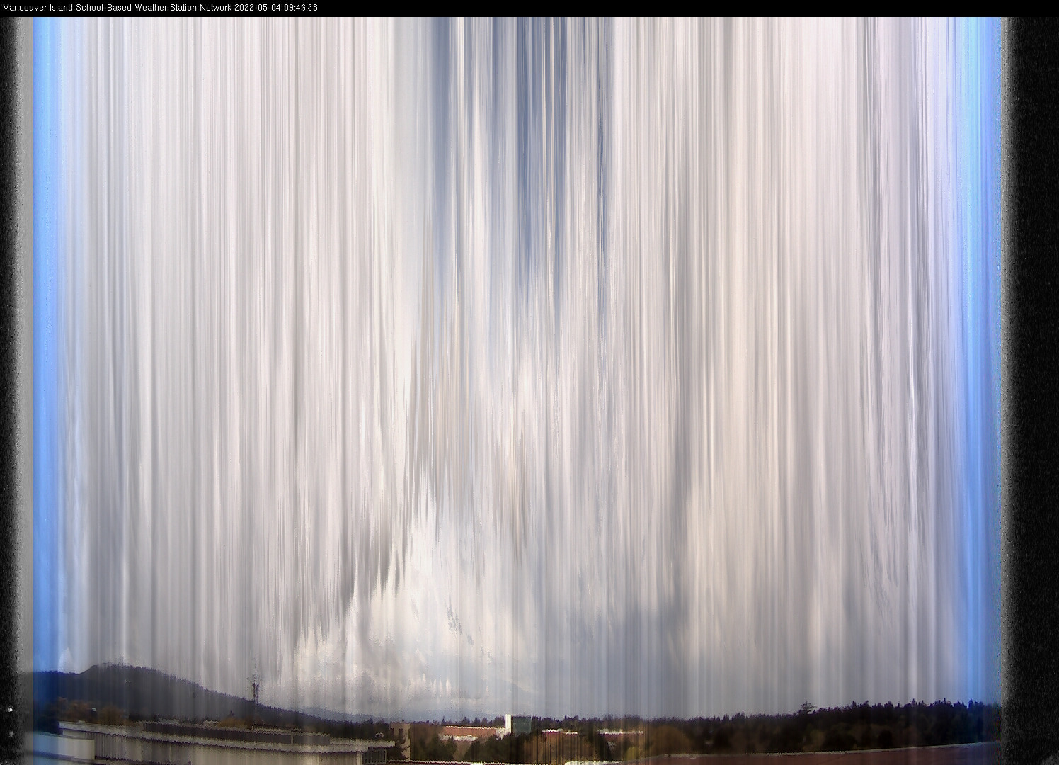 image of the sky seen from UVic, each column of pixels is a different minute, keogram