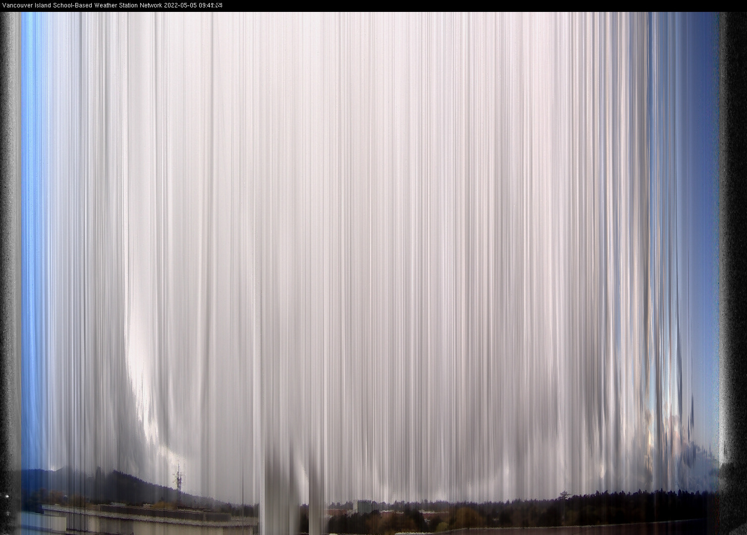 image of the sky seen from UVic, each column of pixels is a different minute, keogram