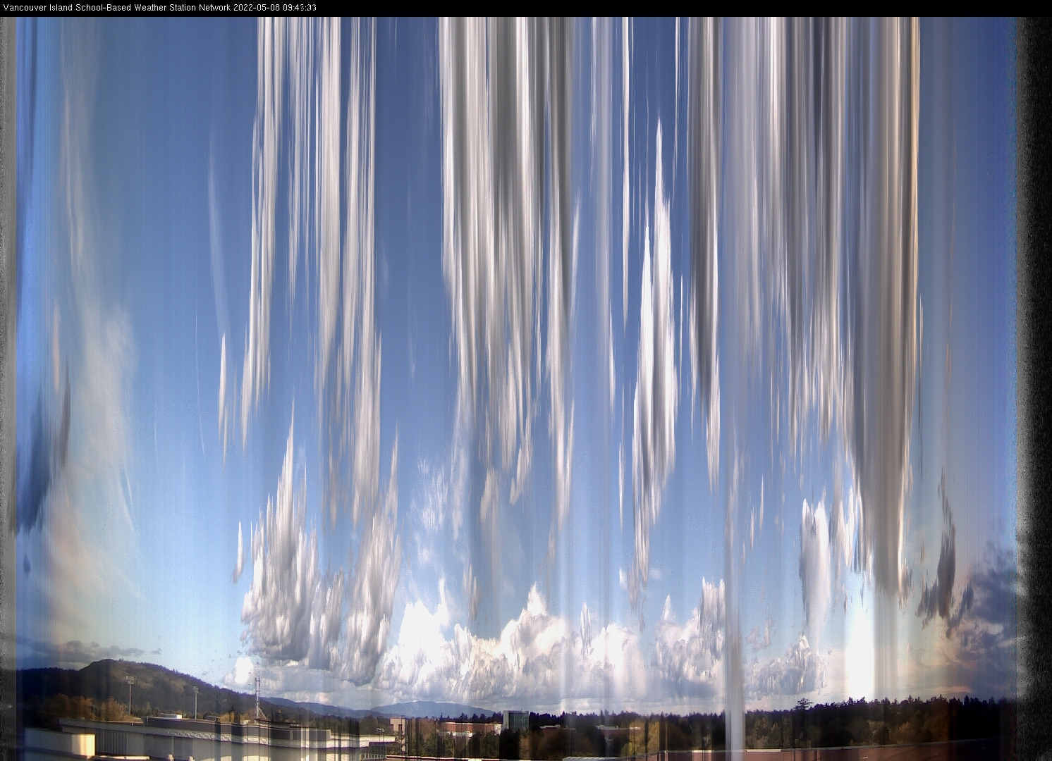 image of the sky seen from UVic, each column of pixels is a different minute, keogram