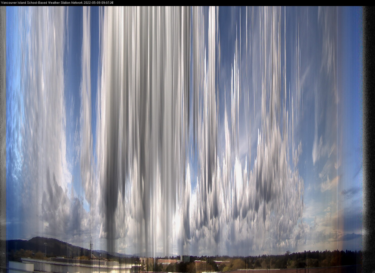 image of the sky seen from UVic, each column of pixels is a different minute, keogram