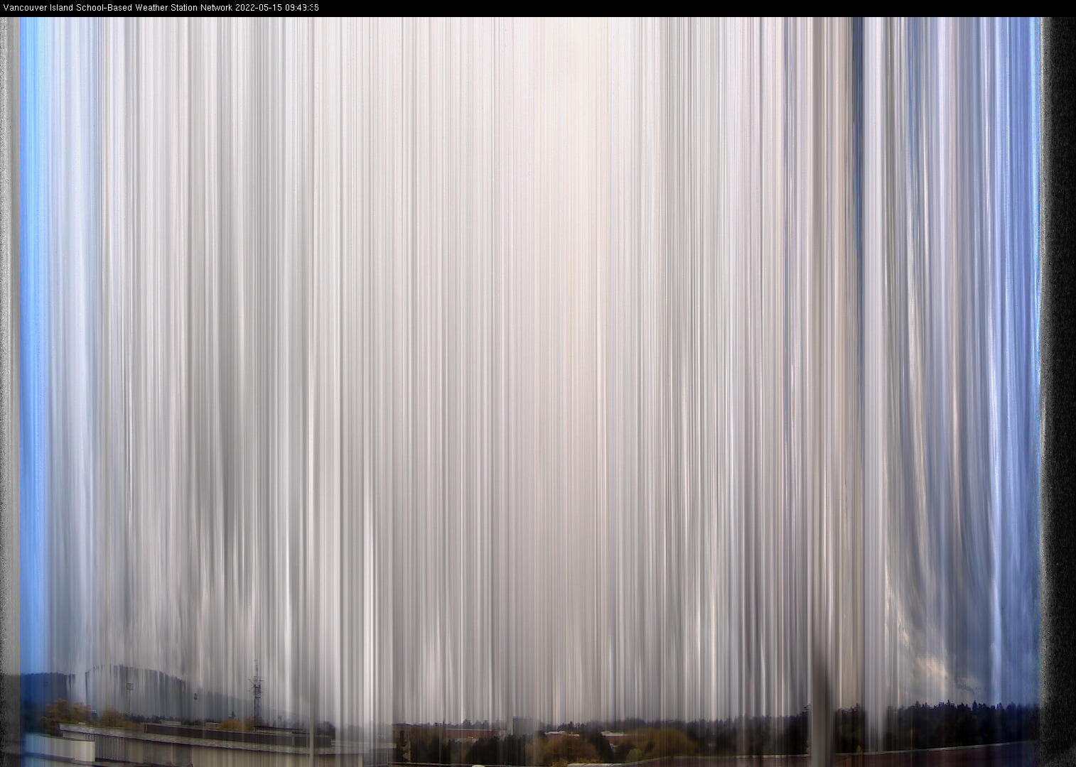 image of the sky seen from UVic, each column of pixels is a different minute, keogram