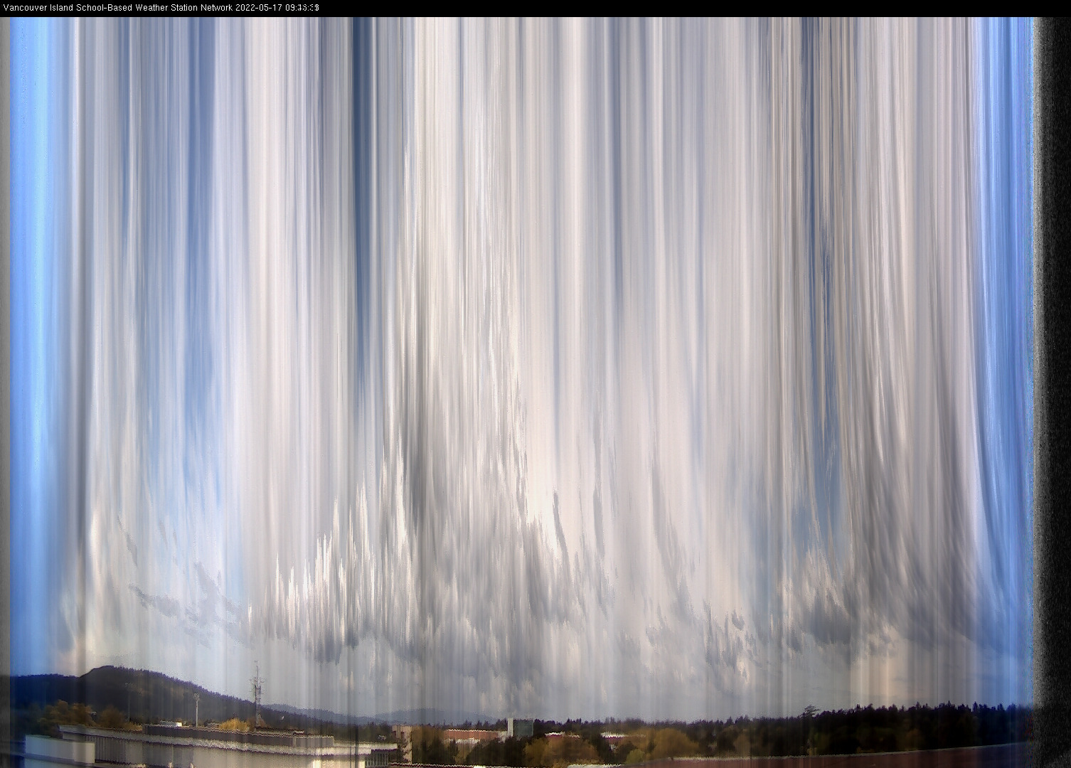 image of the sky seen from UVic, each column of pixels is a different minute, keogram