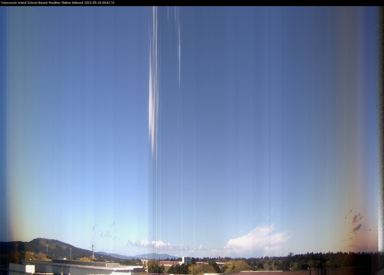 image of the sky seen from UVic, each column of pixels is a different minute, keogram