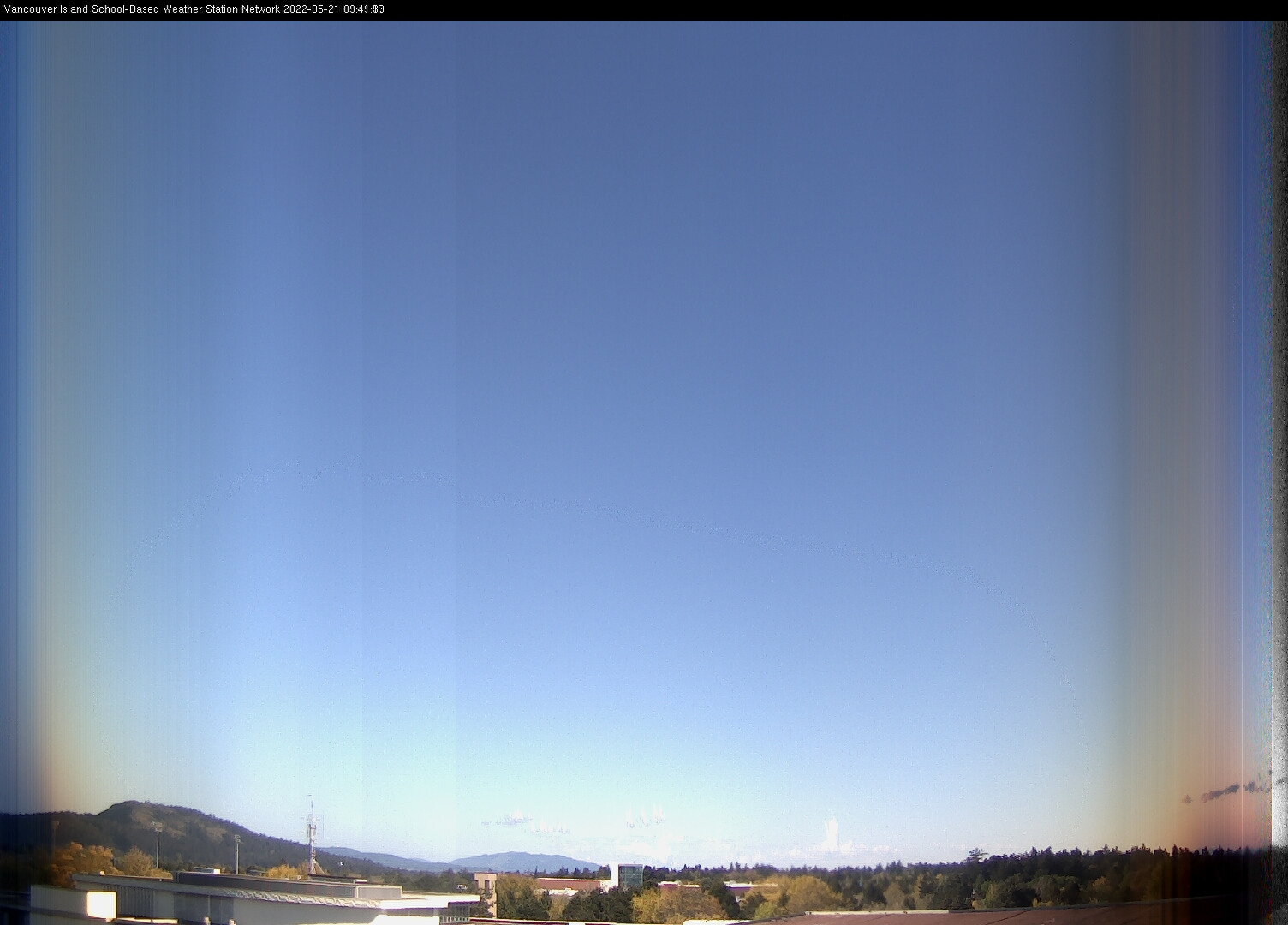 image of the sky seen from UVic, each column of pixels is a different minute, keogram