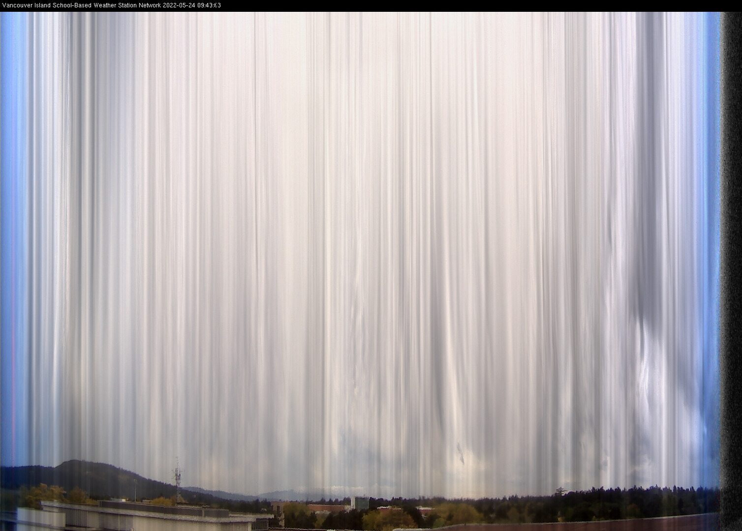 image of the sky seen from UVic, each column of pixels is a different minute, keogram