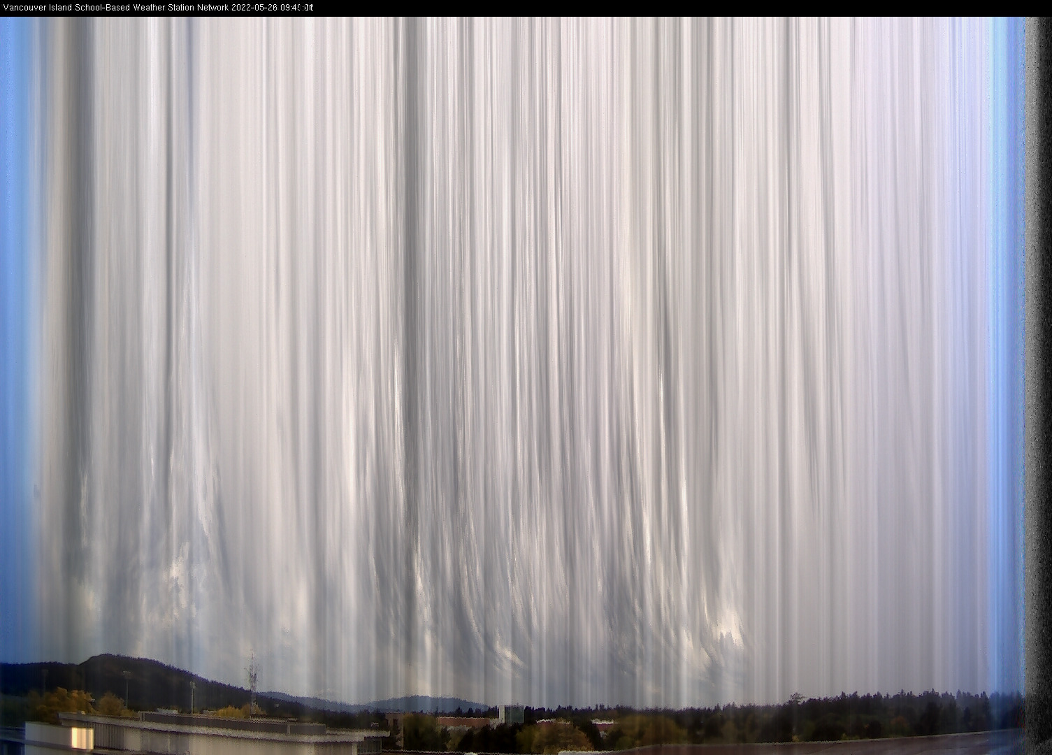 image of the sky seen from UVic, each column of pixels is a different minute, keogram