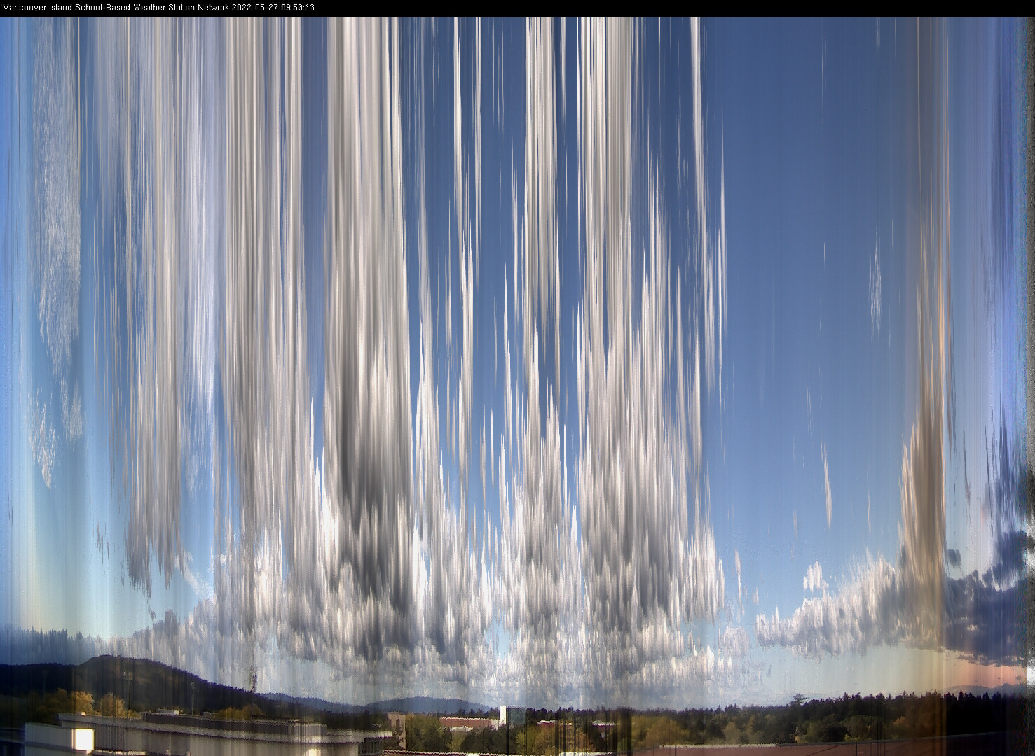 image of the sky seen from UVic, each column of pixels is a different minute, keogram