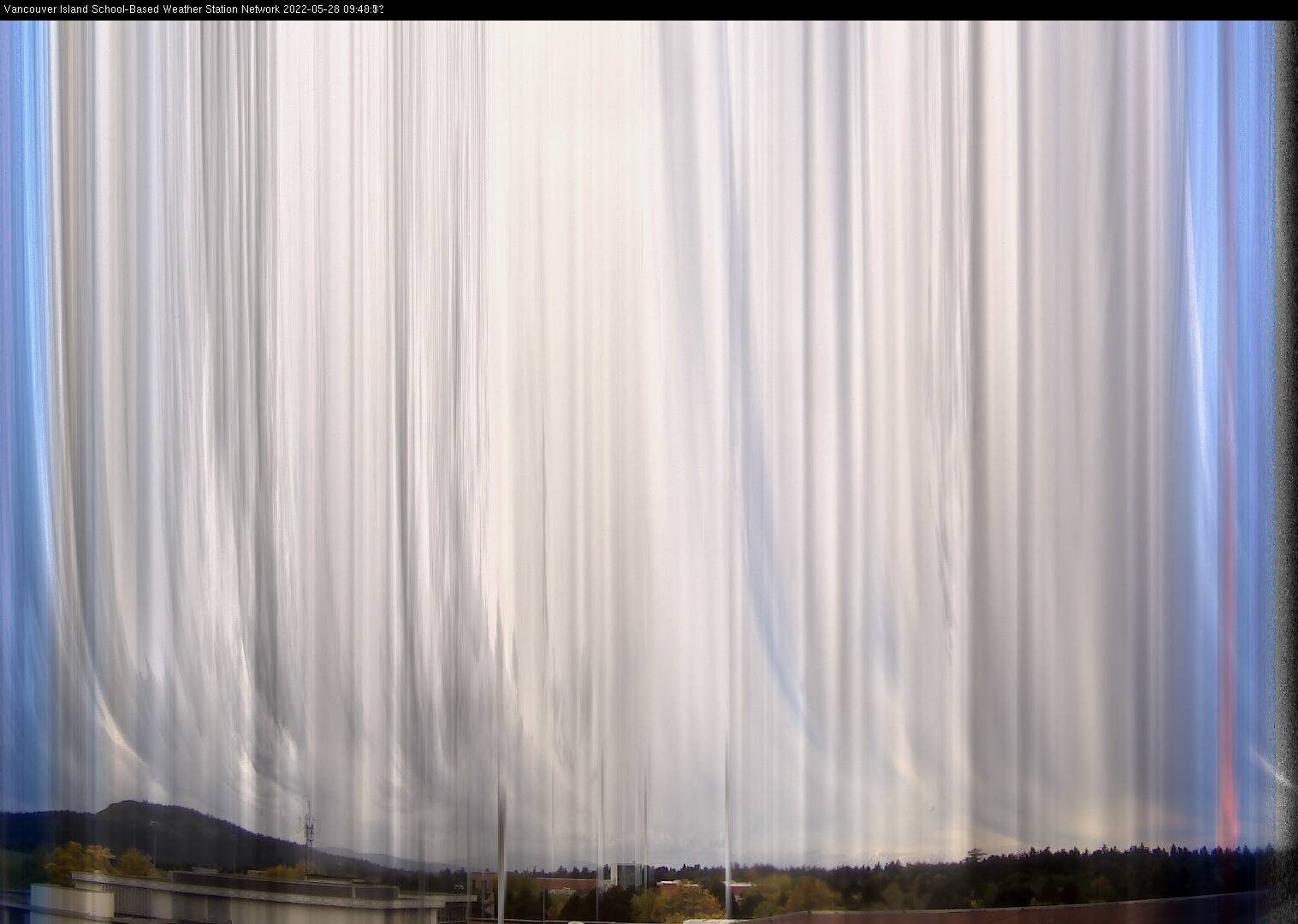 image of the sky seen from UVic, each column of pixels is a different minute, keogram