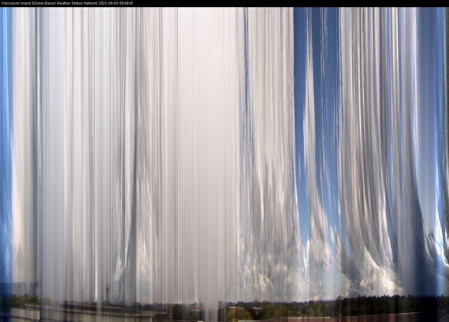 image of the sky seen from UVic, each column of pixels is a different minute, keogram