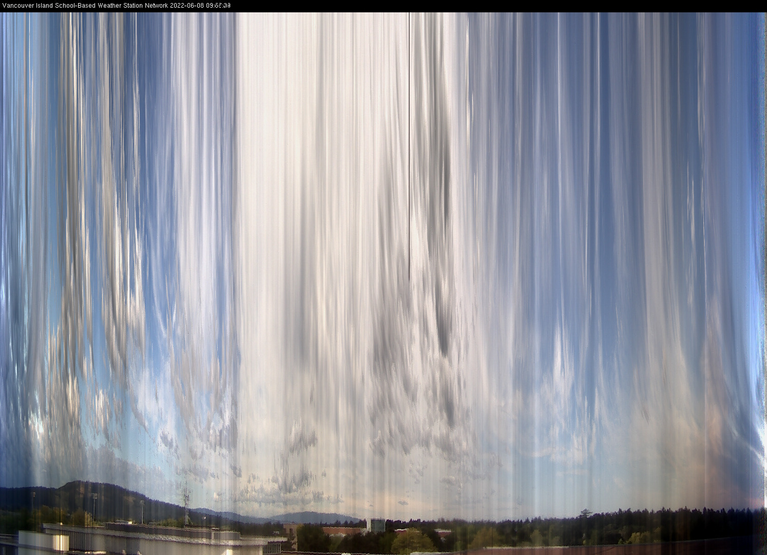 image of the sky seen from UVic, each column of pixels is a different minute, keogram