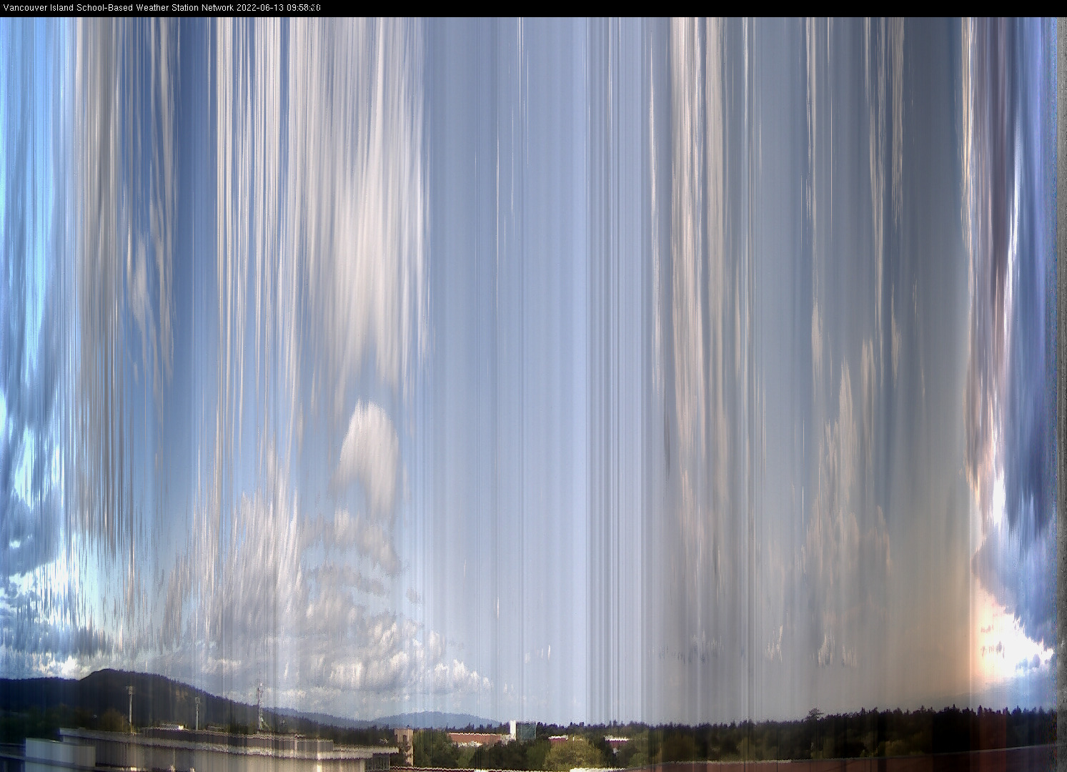 image of the sky seen from UVic, each column of pixels is a different minute, keogram