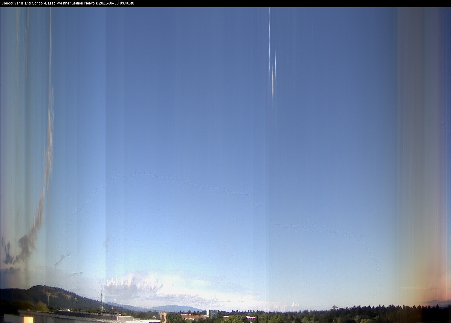 image of the sky seen from UVic, each column of pixels is a different minute, keogram