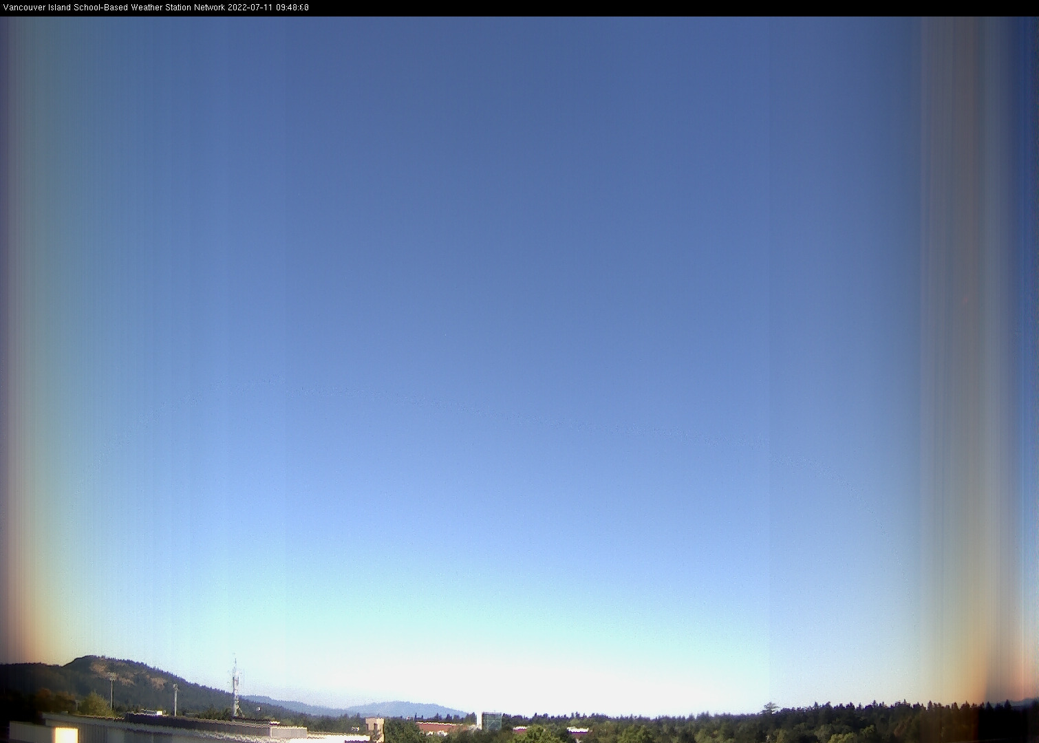 image of the sky seen from UVic, each column of pixels is a different minute, keogram