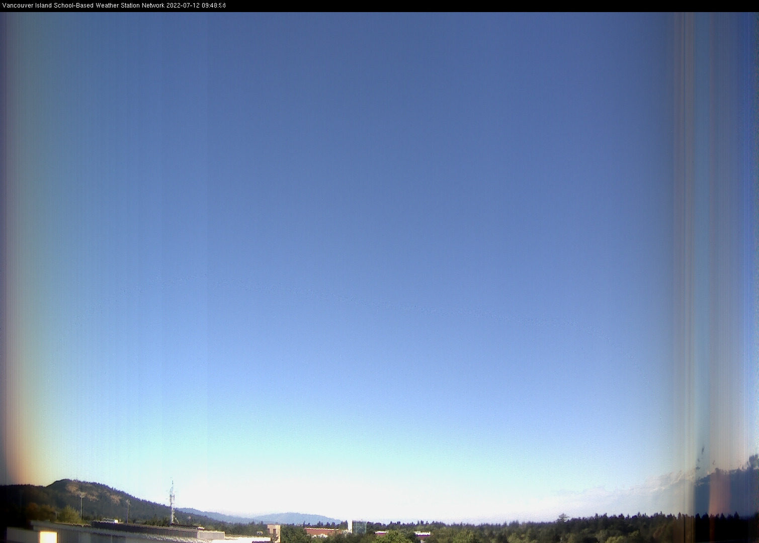 image of the sky seen from UVic, each column of pixels is a different minute, keogram