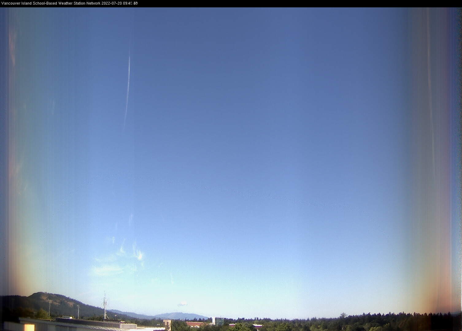 image of the sky seen from UVic, each column of pixels is a different minute, keogram