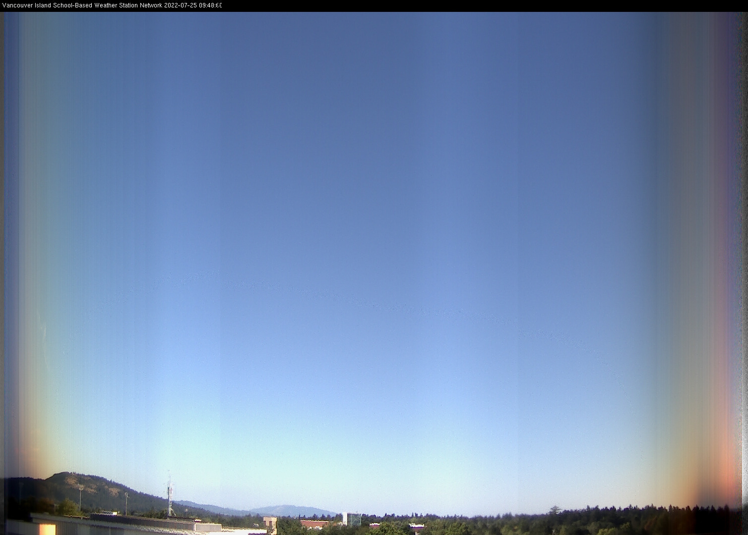 image of the sky seen from UVic, each column of pixels is a different minute, keogram