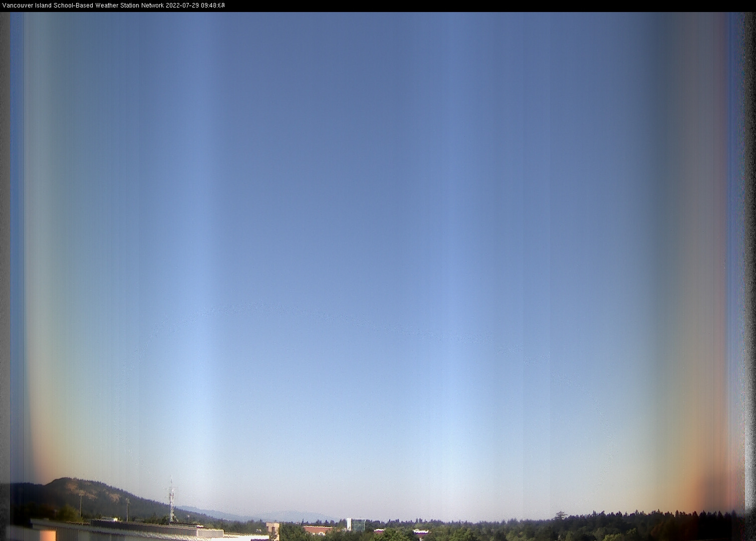 image of the sky seen from UVic, each column of pixels is a different minute, keogram
