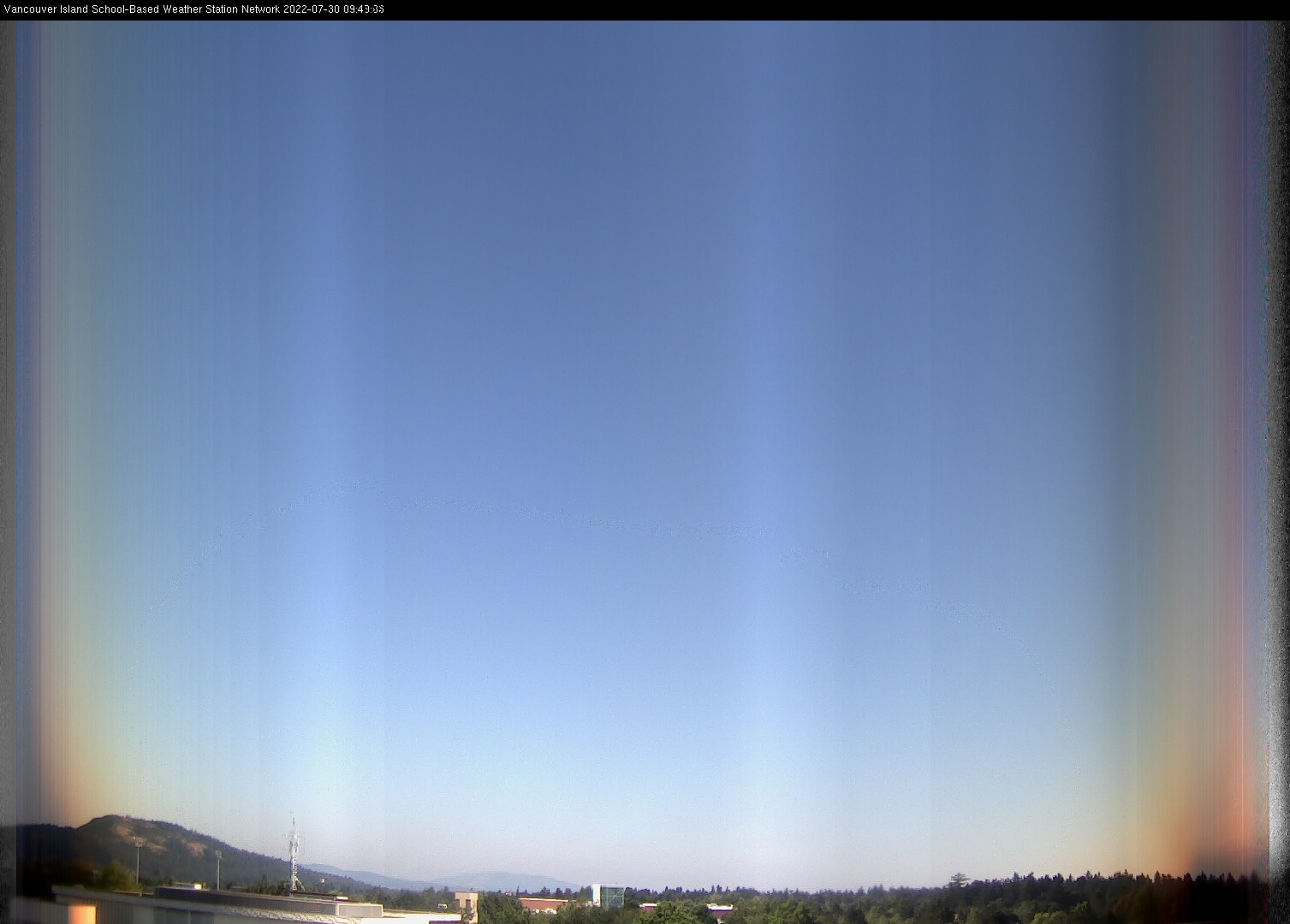 image of the sky seen from UVic, each column of pixels is a different minute, keogram