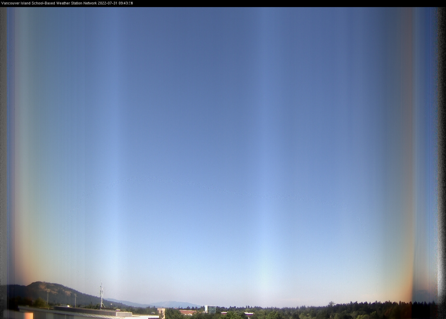 image of the sky seen from UVic, each column of pixels is a different minute, keogram