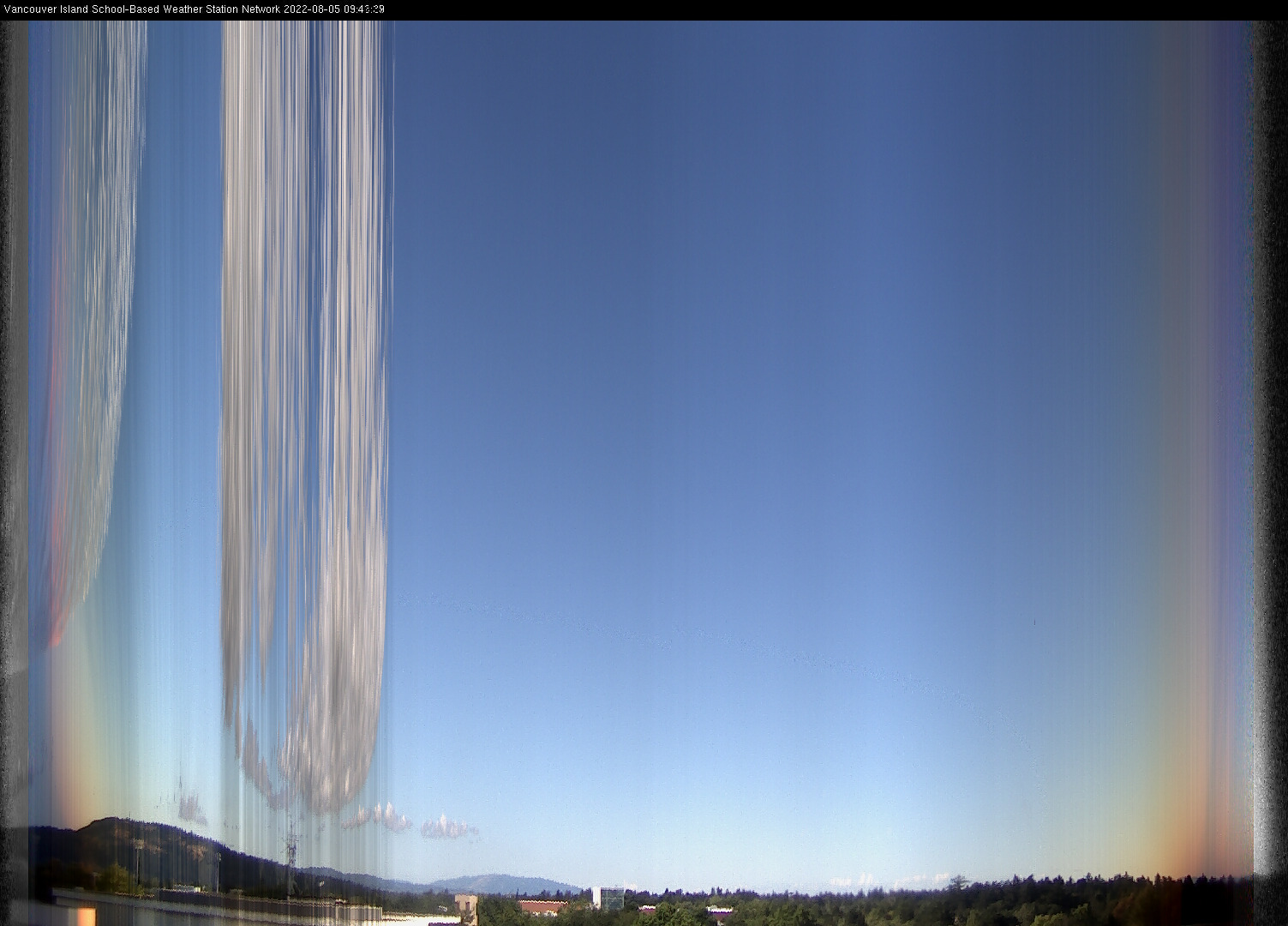 image of the sky seen from UVic, each column of pixels is a different minute, keogram