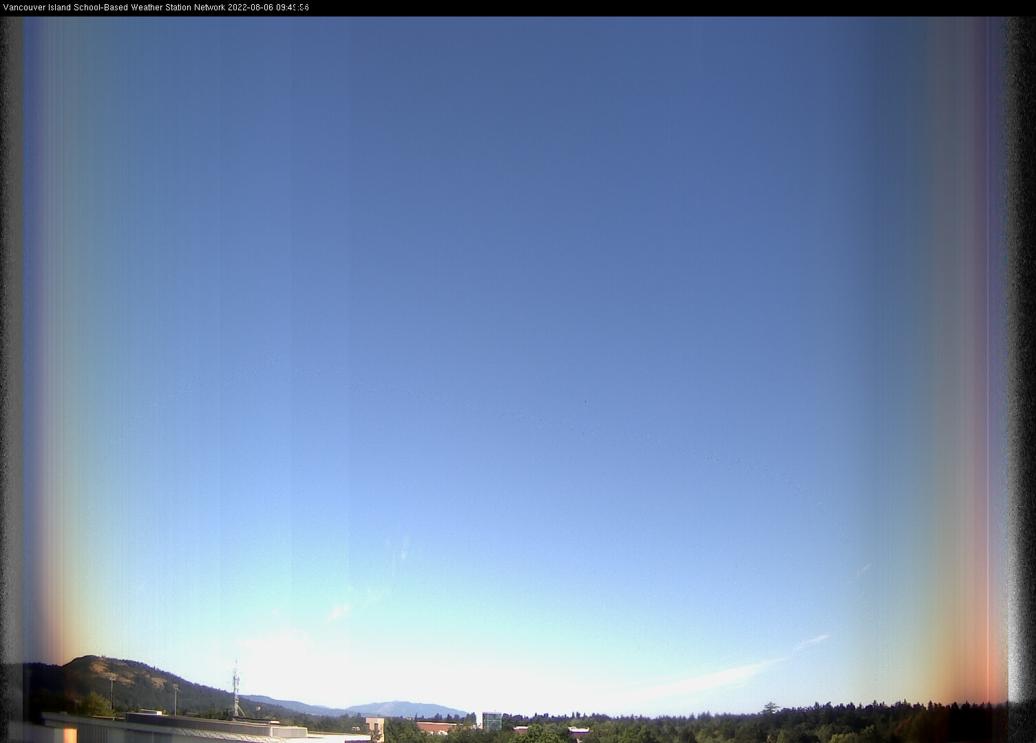 image of the sky seen from UVic, each column of pixels is a different minute, keogram