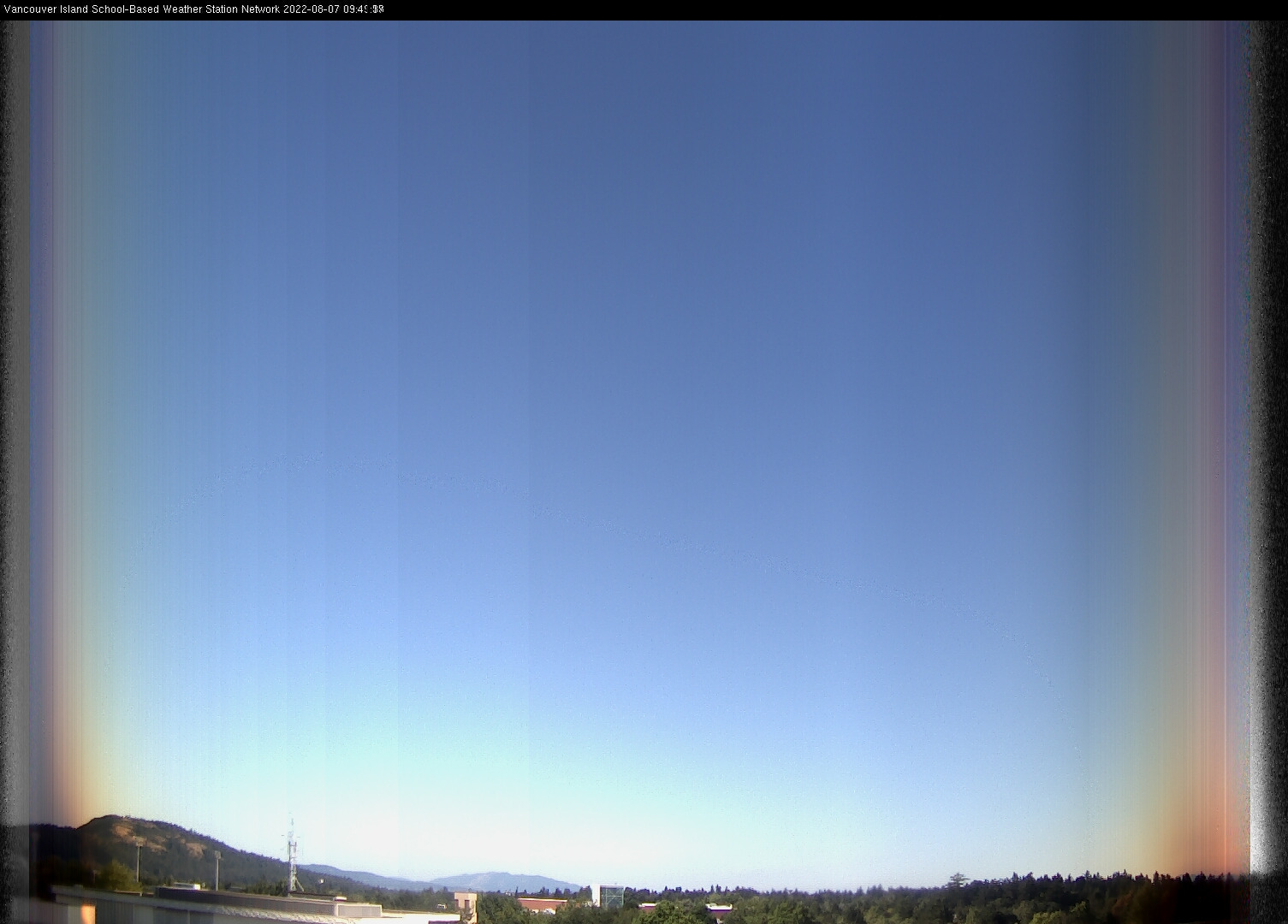 image of the sky seen from UVic, each column of pixels is a different minute, keogram
