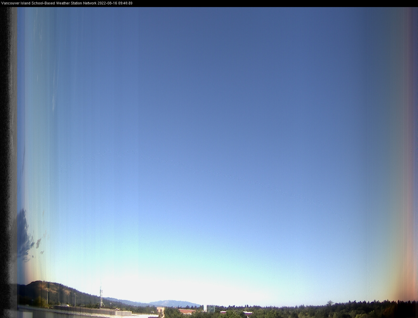 image of the sky seen from UVic, each column of pixels is a different minute, keogram